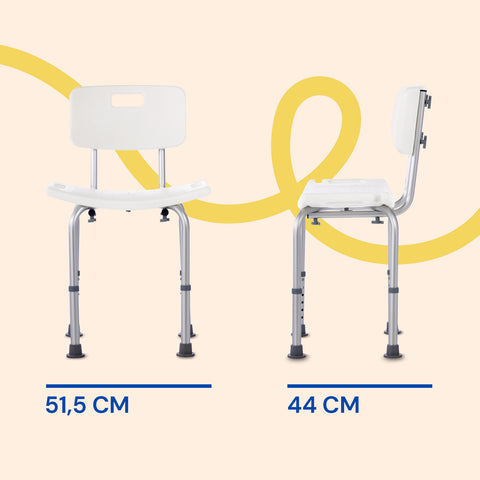 Chaise de douche avec dossier et réglable en hauteur