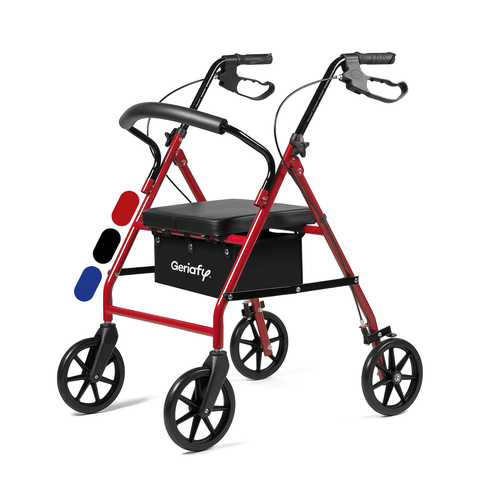 andador para ancianos, modelo Lambda Max ruedas xl de 20 cm, color rojo, disponible en color azul y negro