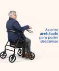 Andador para ancianos con asiento y respaldo acolchados