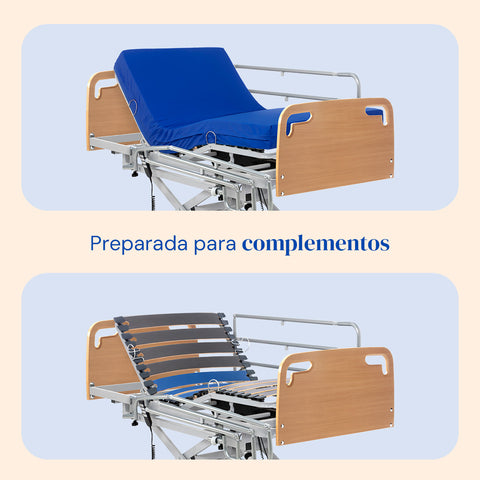 Lit articulé hospitalier à chariot élévateur avec matelas viscoélastique Professional V3 - 90x190 cm