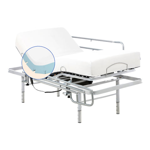 Pack lit électrique avec matelas mémoire de forme Tencel (80x190, contrôle par câble, pieds réglables + barrières de lit)