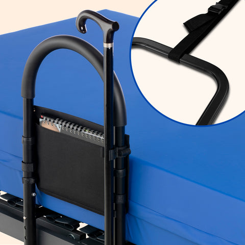 Barrière de lit pour adultes | Poignée fixe | Réglable en hauteur avec support pour canne