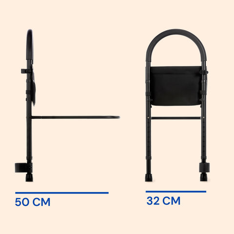 Barrière de lit pour adultes | Poignée fixe | Réglable en hauteur avec support pour canne