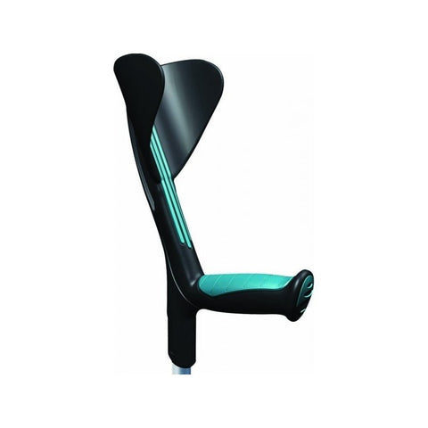 Béquille en aluminium avec poignée anatomique en caoutchouc couleur verte