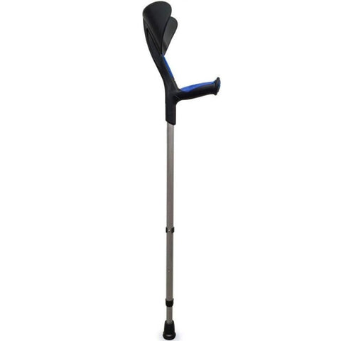 Pack de 2 béquilles en aluminium avec poignée anatomique en caoutchouc couleur bleue