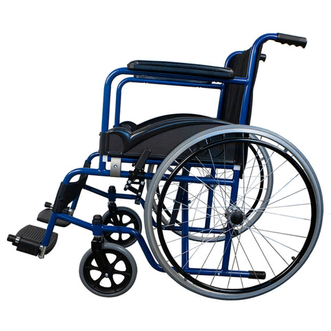 Fauteuil roulant pliable autopropulsé couleur bleu