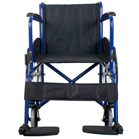 Fauteuil roulant pliable autopropulsé couleur bleu